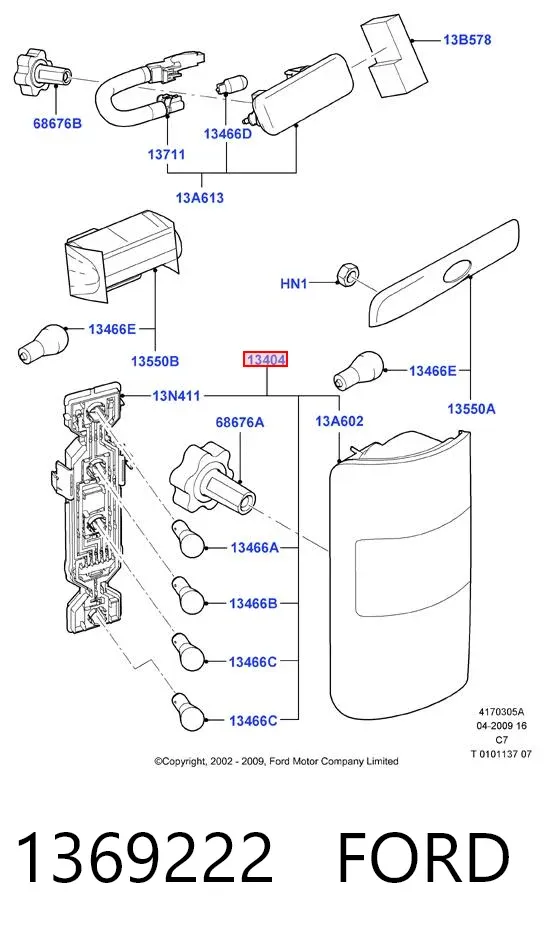 Lampa zespolona tylna lewa 1369222 Ford