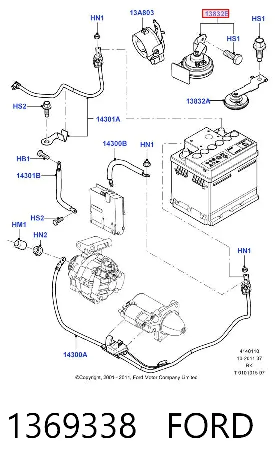 Sygnał dźwiękowy (klakson) 1369338 Ford
