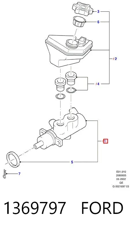 Główny cylinder hamulców 1369797 Ford