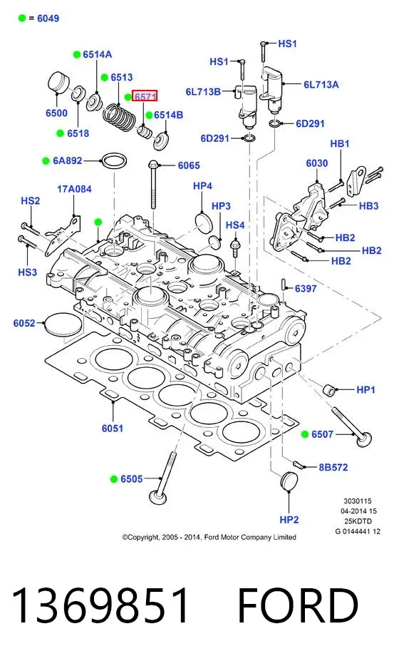Uszczelniacz zaworu dolotowego/wylotowego 1369851 Ford