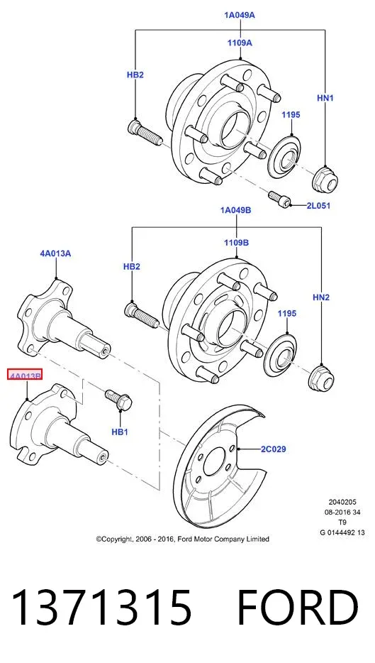 Czop - zwrotnica tylna 1371315 Ford