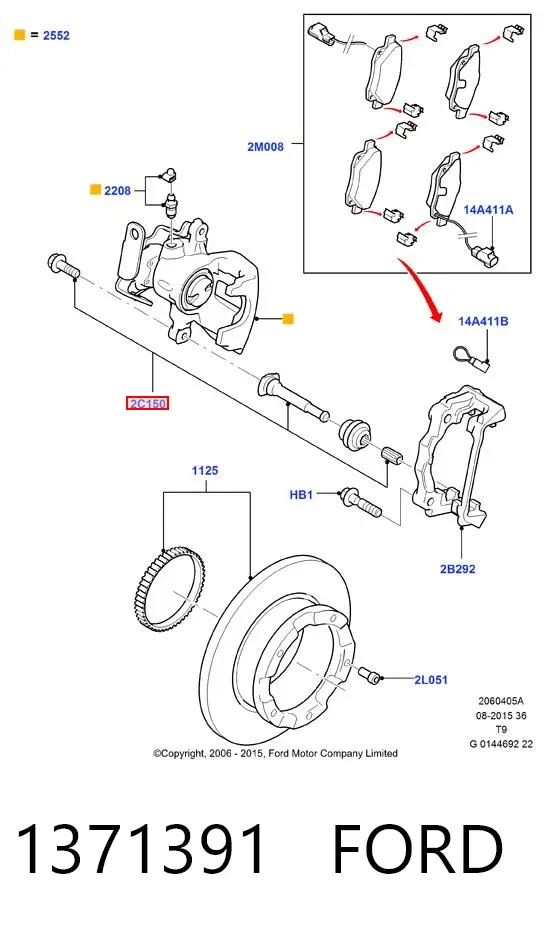 Zestaw naprawczy zacisku hamulcowego tylnego 1371391 Ford