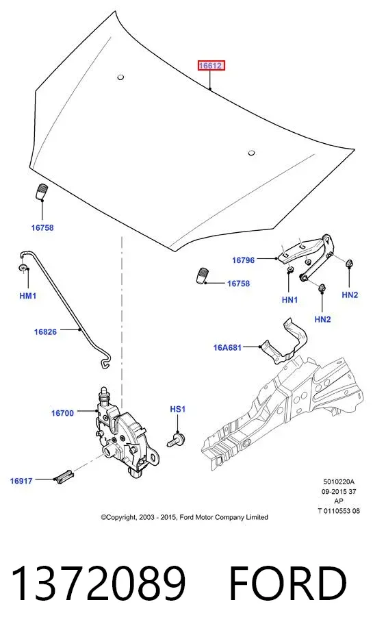 Maska silnika 1372089 Ford