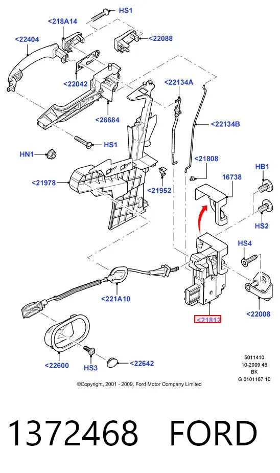 Zamek drzwi przednich lewych 1372468 Ford