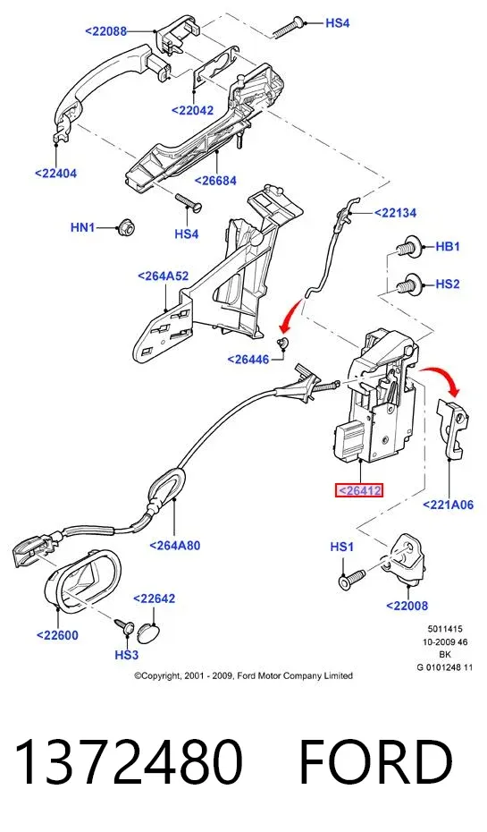 Zamek drzwi tylnych prawych 1372480 Ford