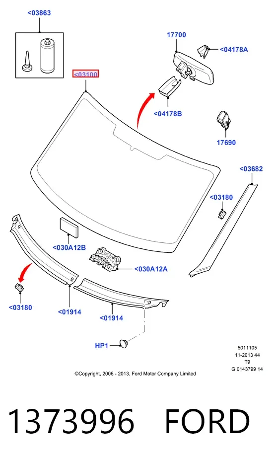 Szyba przednia 1373996 Ford