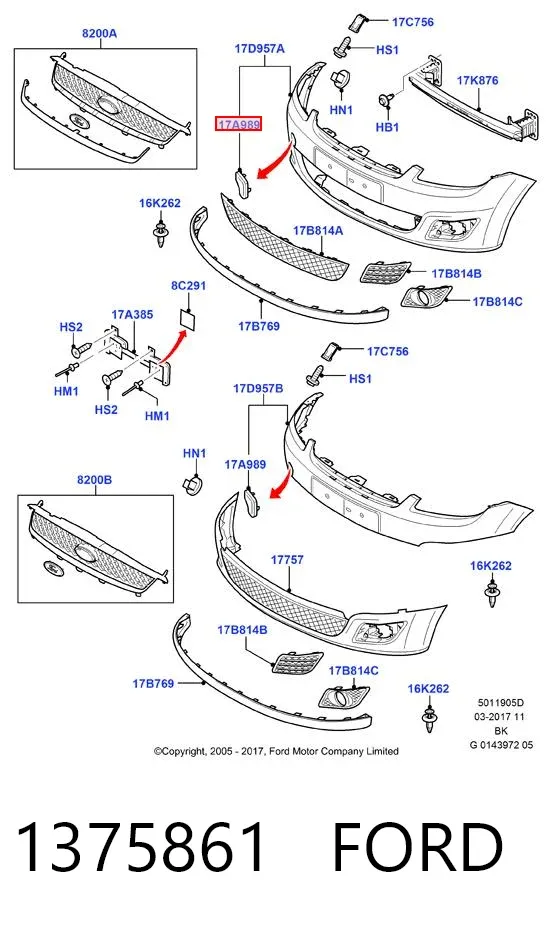 Zaślepka haku holowniczego zderzaka przednia 1375861 Ford