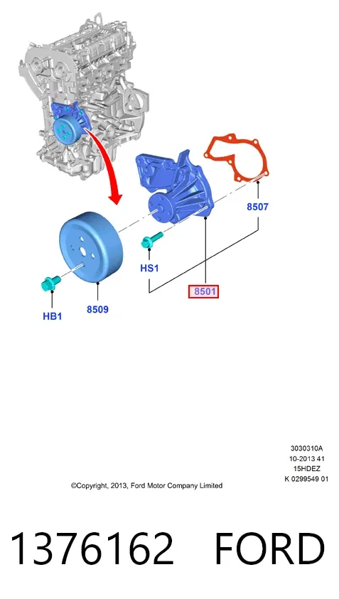 Pompa chłodząca wodna 1376162 Ford
