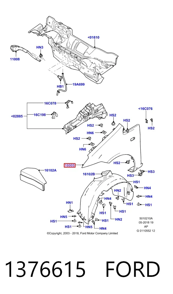 Błotnik przedni prawy 1376615 Ford