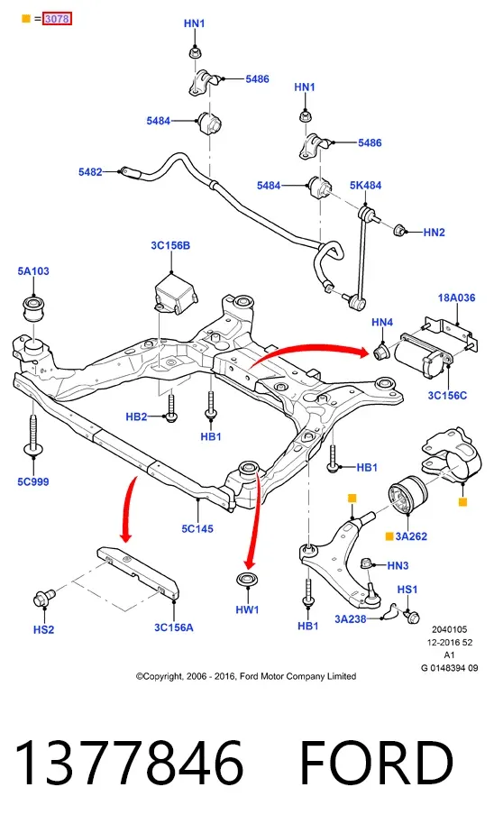 Wahacz zawieszenia przedniego dolny prawy 1377846 Ford