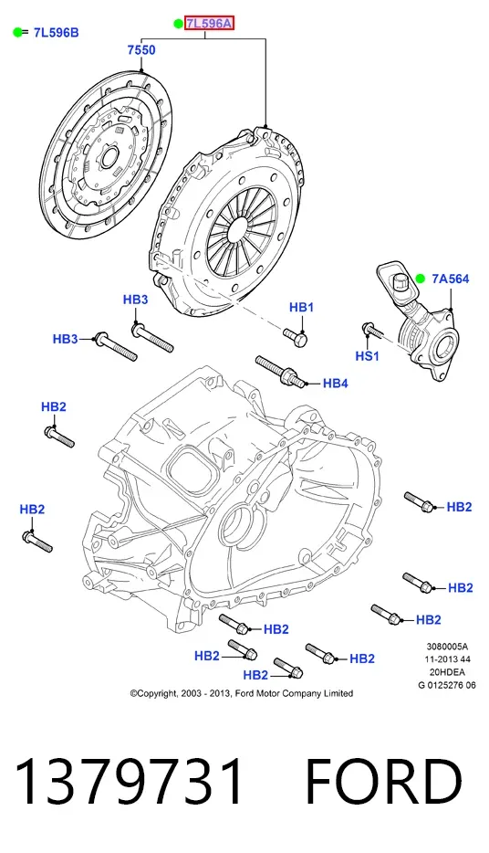 Zestaw sprzęgła (3 części) 1379731 Ford