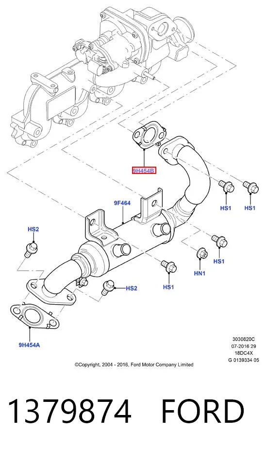 Uszczelka schładzacza EGR układu recyrkulacji spalin 1379874 Ford
