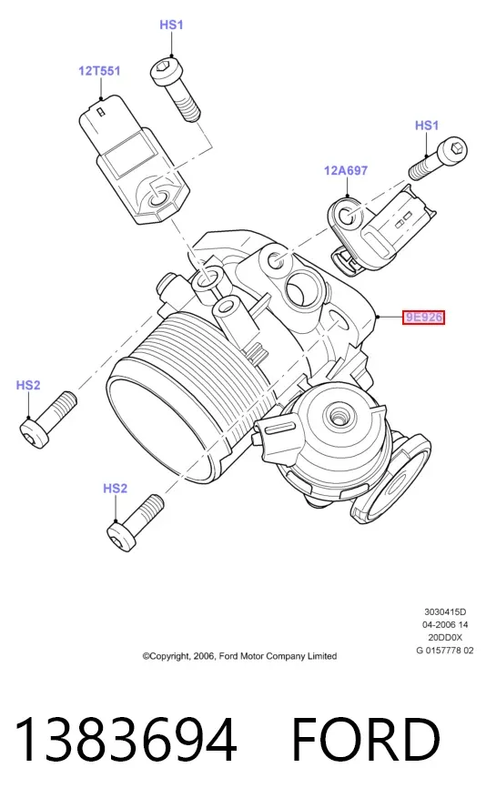 Przepustnica, komplet 1383694 Ford