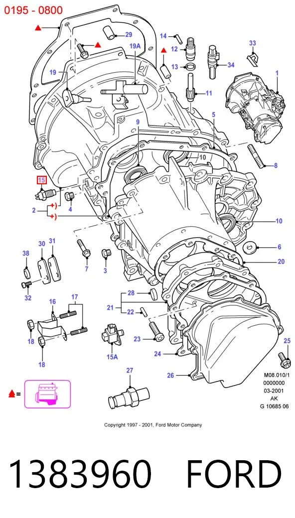 Czujnik włączania światła cofania 1383960 Ford