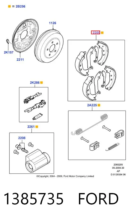 Klocki hamulcowe tylne bębnowe 1385735 Ford