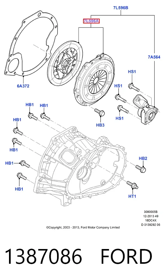 Zestaw sprzęgła (3 części) 1387086 Ford