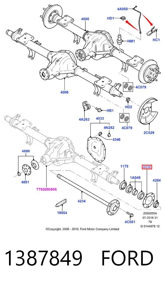 Uszczelka kołnierza półosi tylnej 1387849 Ford