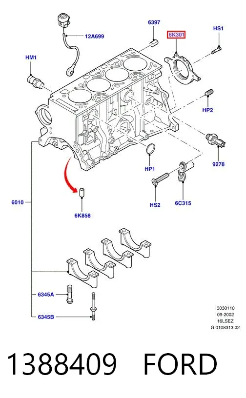 Uszczelniacz wału korbowego silnika tylny 1388409 Ford