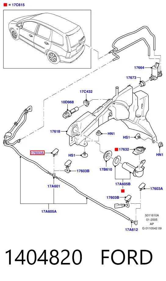 Dysza spryskiwacza szyby przedniej 1404820 Ford