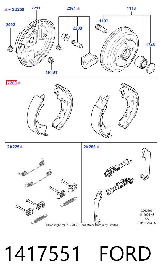 Klocki hamulcowe tylne bębnowe 1417551 Ford