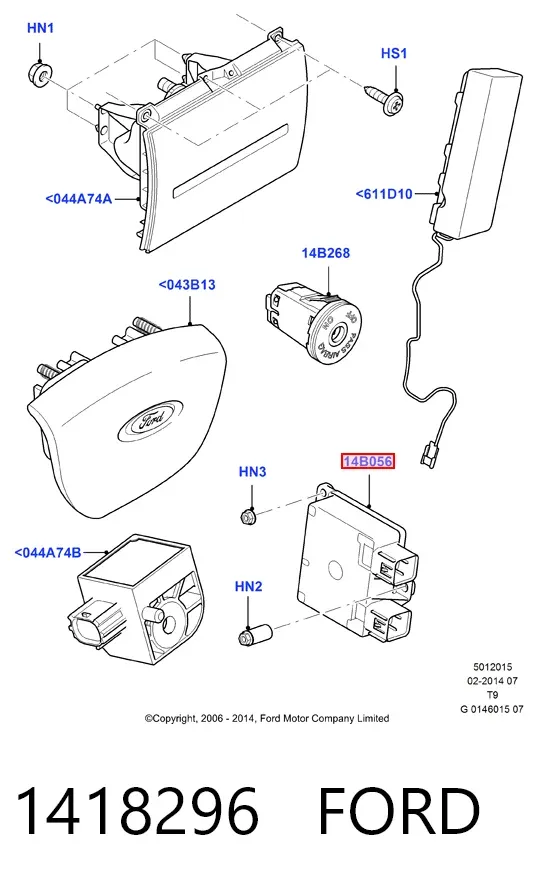 Sterownik poduszki bezpieczeństwa 1418296 Ford