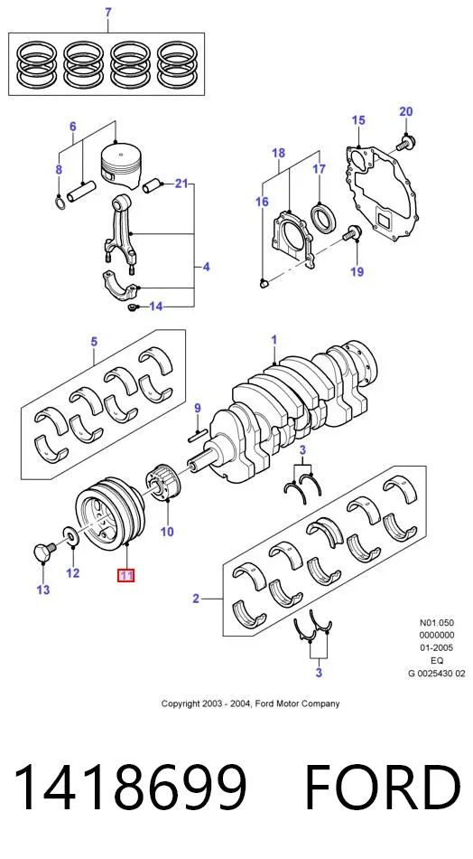 Koło pasowe wału korbowego 1418699 Ford