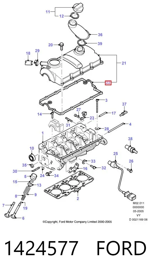 Uszczelka pokrywy zaworowej silnika 1424577 Ford