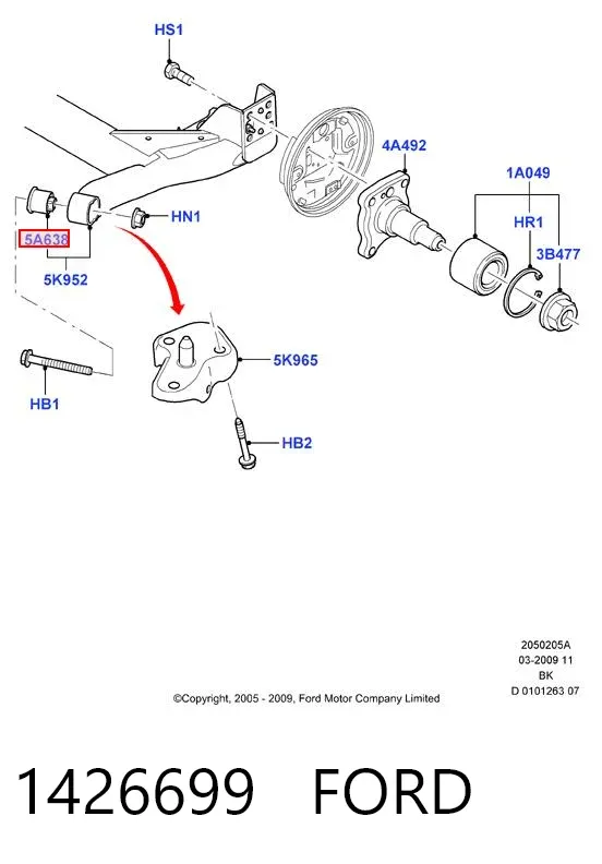 Silentblock tylnej belki 1426699 Ford