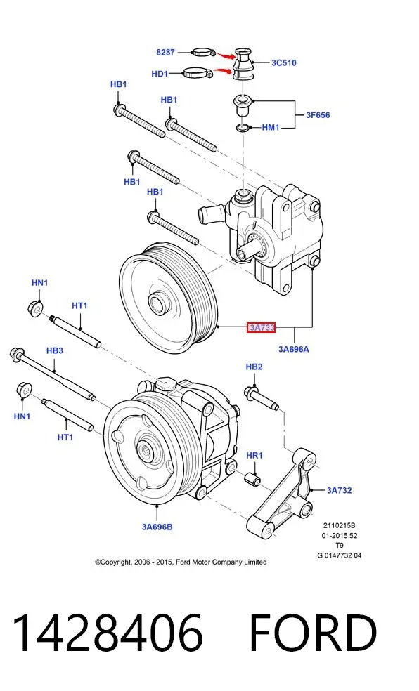 Koło pasowe pompy wspomagania hydraulicznego 1428406 Ford