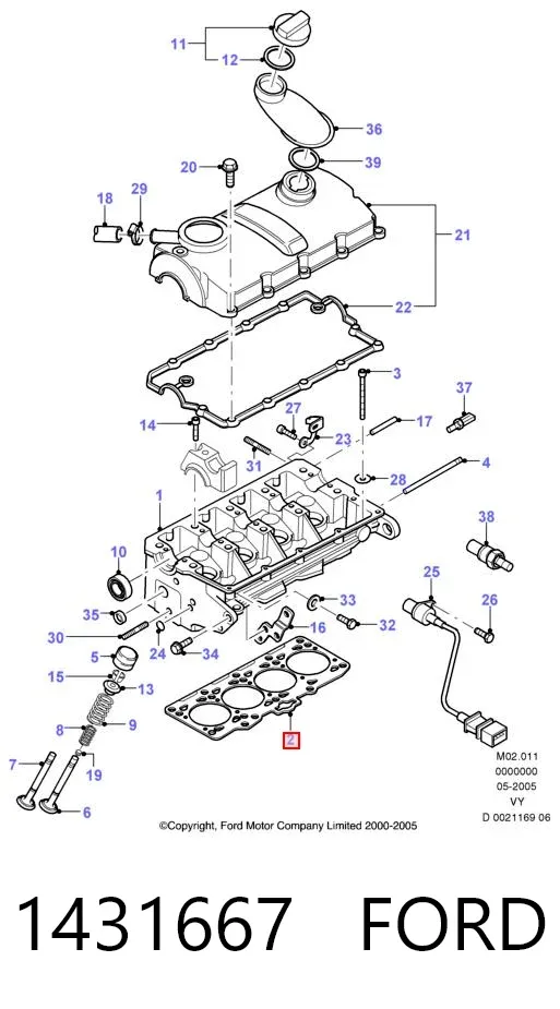 Uszczelka głowicy cylindrów 1431667 Ford