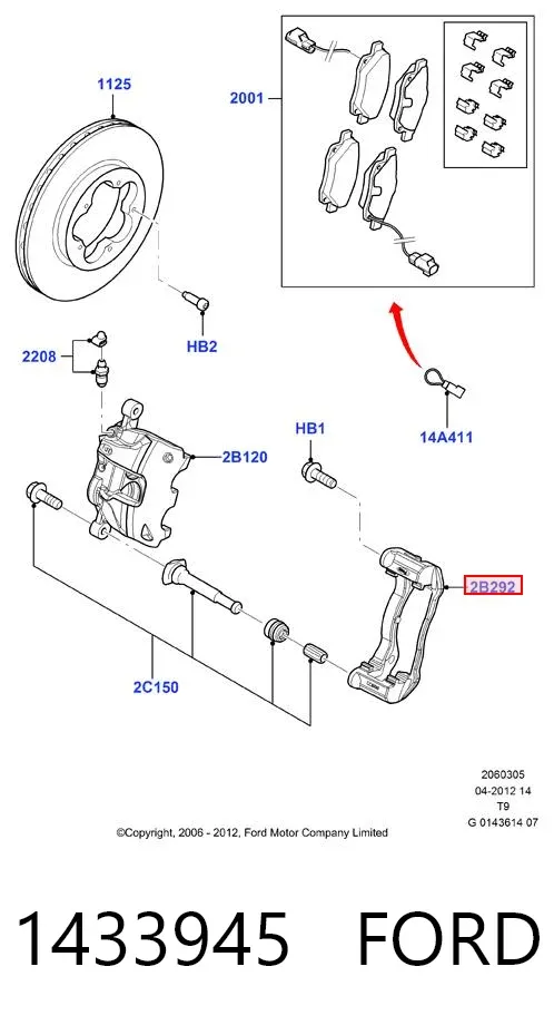 Jarzmo zacisku hamulcowego przedniego 1433945 Ford