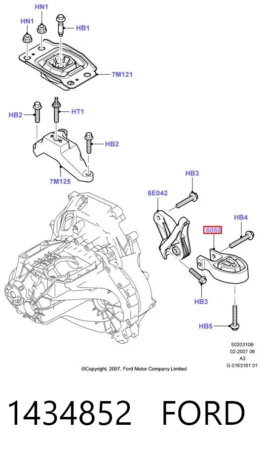 Poduszka (podpora) silnika tylna 1434852 Ford