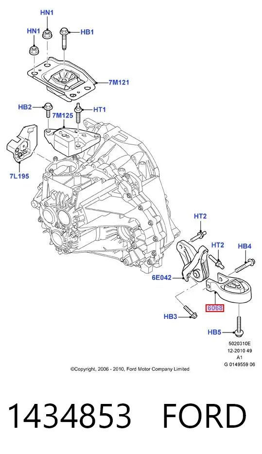 Poduszka (podpora) silnika tylna 1434853 Ford