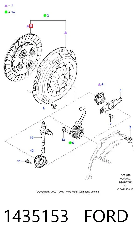 Zestaw sprzęgła (3 części) 1435153 Ford
