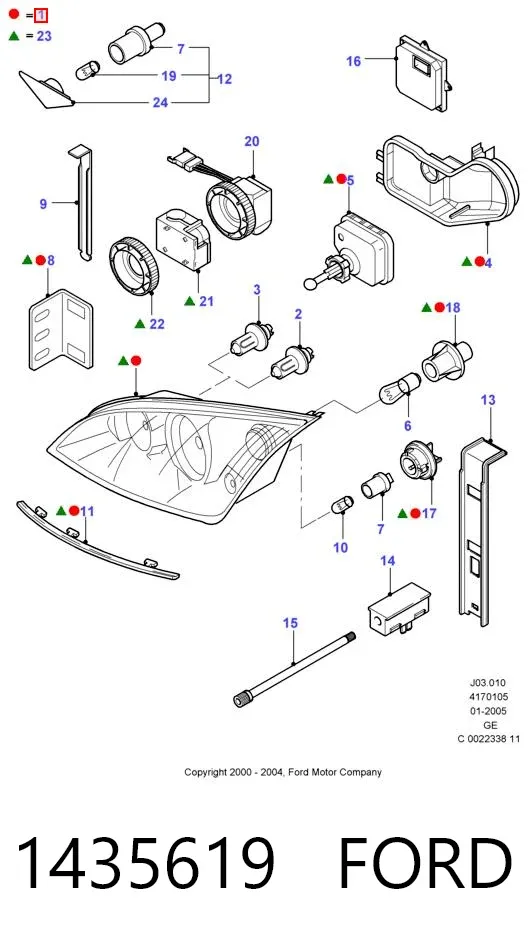 Reflektor prawy 1435619 Ford