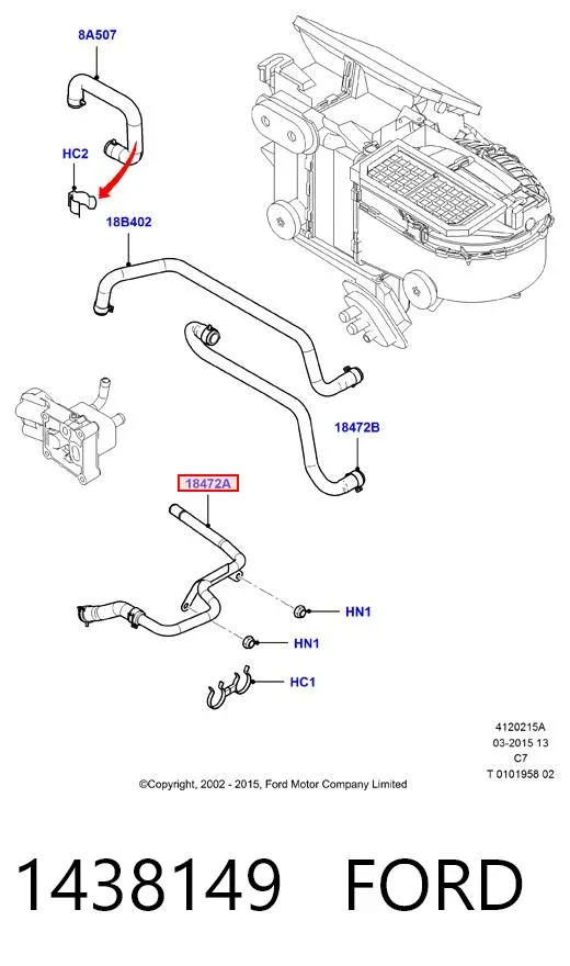 Przewód (króciec) układu chłodzenia 1438149 Ford