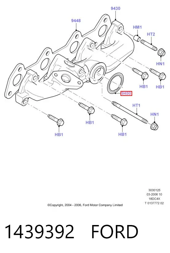 Uszczelka kolektora wydechowego 1439392 Ford