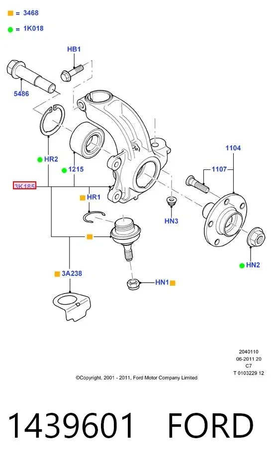 Czop (zwrotnica) przedni prawy 1439601 Ford