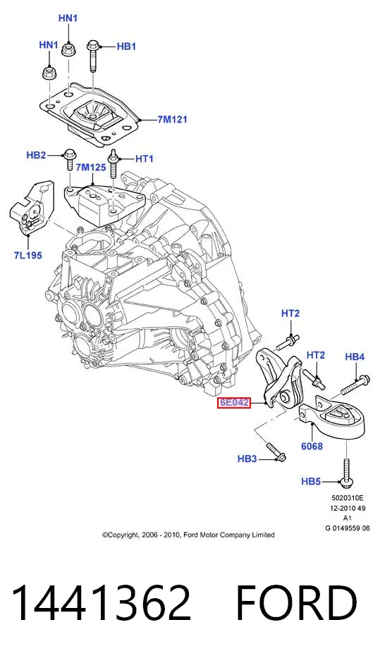 Poduszka (podpora) silnika tylna 1441362 Ford