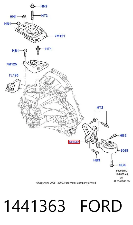Poduszka (podpora) silnika tylna 1441363 Ford