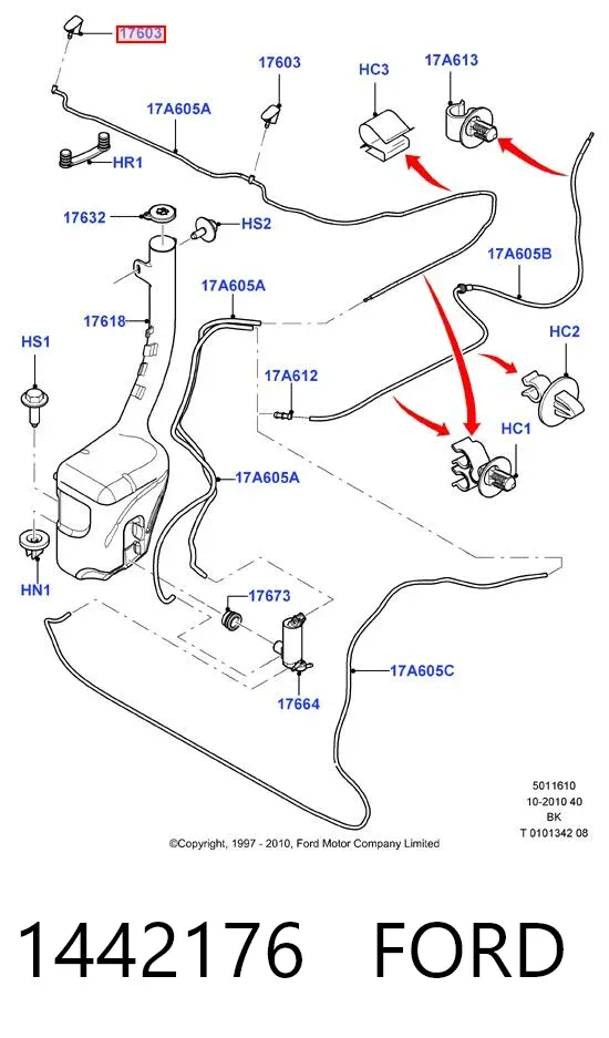 Dysza spryskiwacza szyby przedniej 1442176 Ford