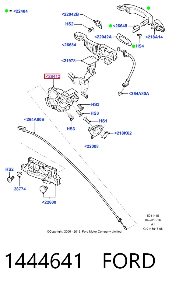 Zamek drzwi tylnych prawych 1444641 Ford