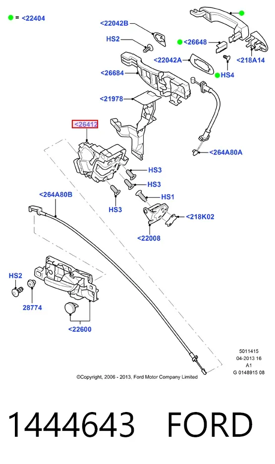 Zamek drzwi tylnych lewych 1444643 Ford