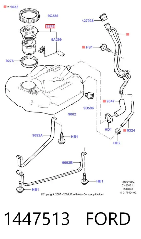 Moduł pompy paliwowej z czujnikiem poziomu paliwa 1447513 Ford