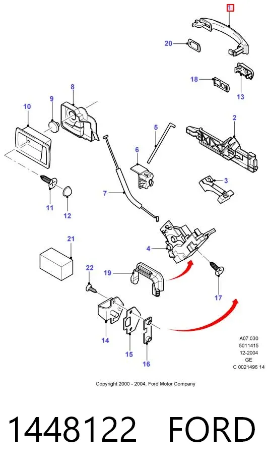 Klamka drzwi przednich zewnętrzna 1448122 Ford