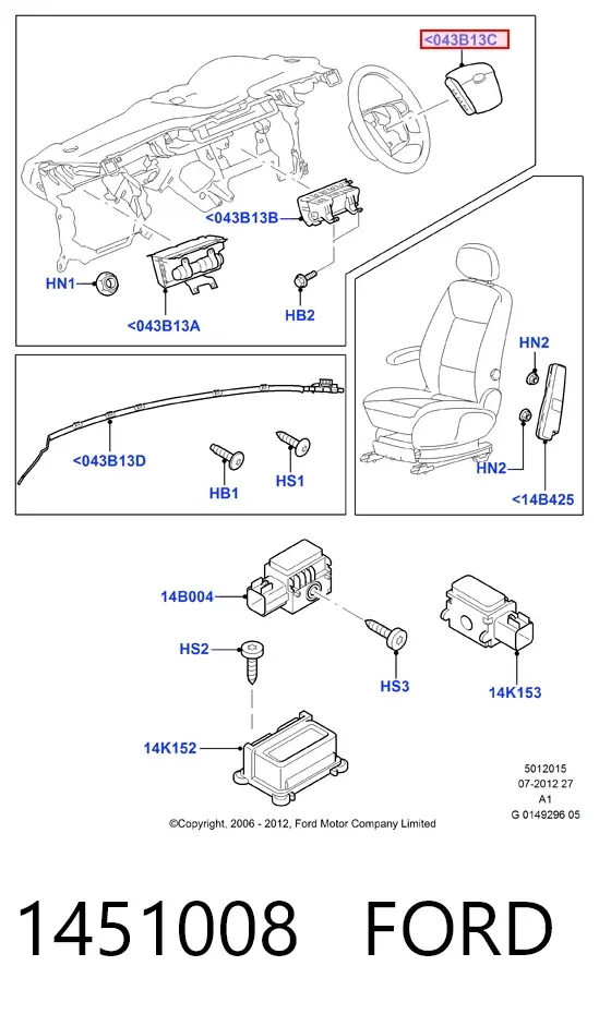 Poduszka powietrzna (Airbag) kierowcy 1451008 Ford