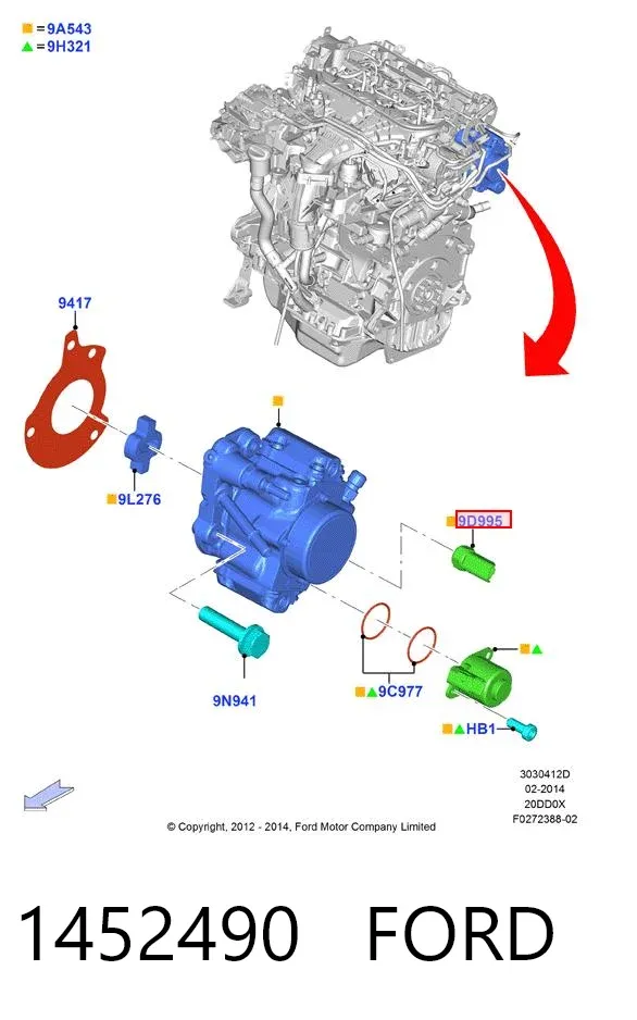 Czujnik temperatury płynu chłodzącego 1452490 Ford