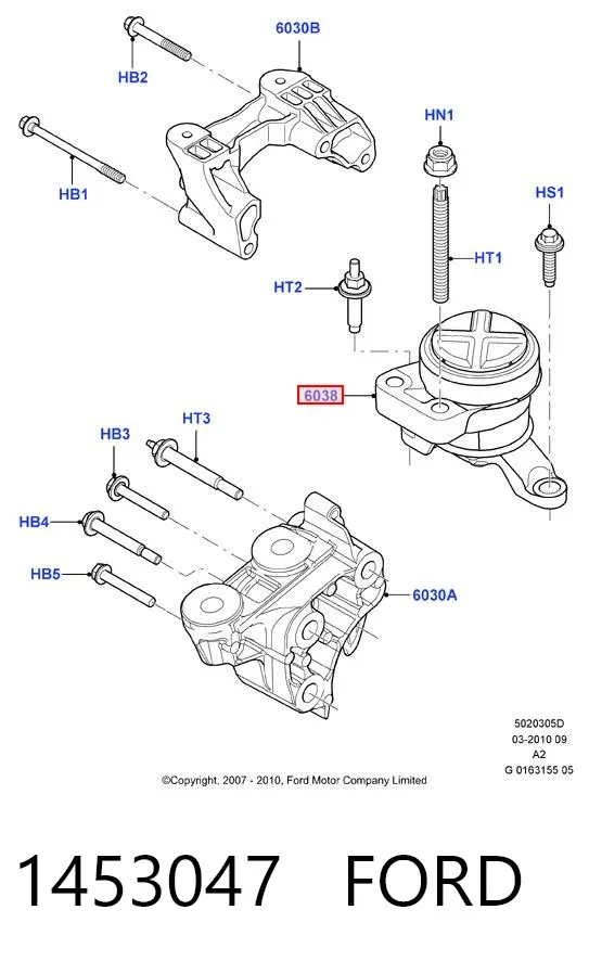 Poduszka (podpora) silnika prawa 1453047 Ford