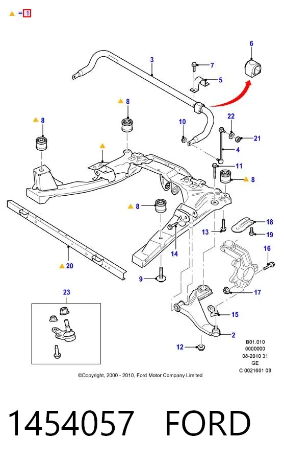Korpus osi przedniej 1454057 Ford