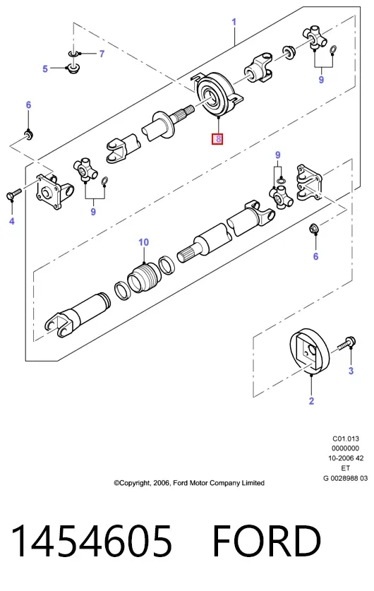 Łożysko podwieszane wału Cardana 1454605 Ford